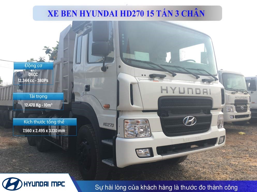 Giá bán xe ben Hyundai HD270 15 tấn 3 chân nhập khẩu